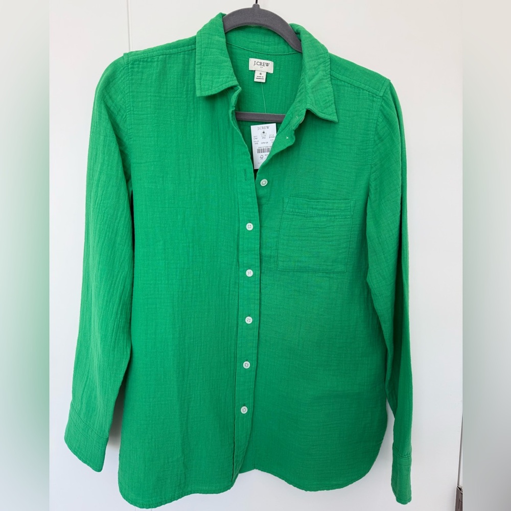 J. Crew S women’s Green casual Button Down Shirt NWT